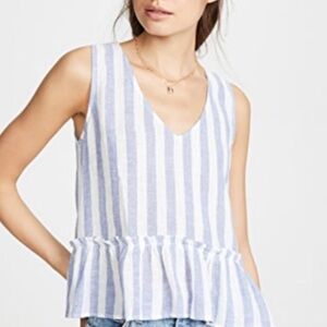 RAILS Mira Stripe Linen Peplum Sleeveless Top